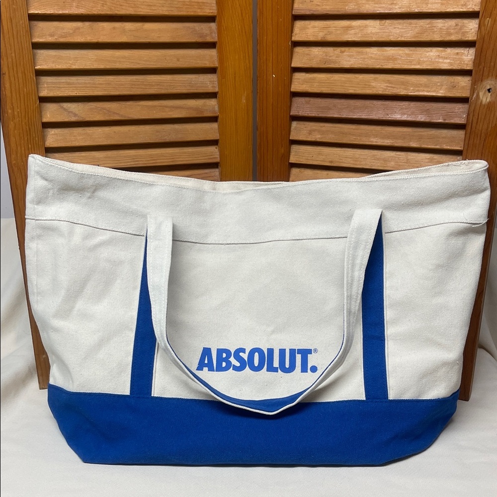 Absolut Vodka Blue and White Canvas Tote Bag